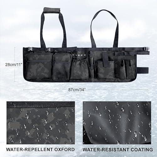 WTVIDAS Fishing Bucket Organizer with Bucket Cover, Ice Fishing Tackle Bag with Rod & Plier Holder, Multi-Pockets for 5 Gallon Bucket Fishing Gear & Accessories thumbnail 3