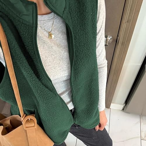 Hixiaohe Sherpa Fleece Vest for Women Trendy Warm Sleeveless Vests Jacket Lightweight Zip Coats with Pockets Fall Outerwear thumbnail 5