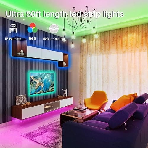 DAYBETTER (2rd Gen) SMD 5050 Remote Control Led Strip Lights 50ft Color Changing with 44Keys Remote Controller and 12V Power Supply for Bedroom thumbnail 2