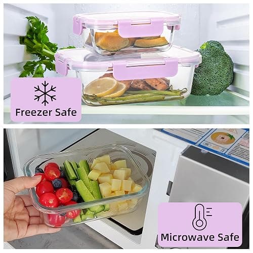 C CREST Airtight Food Storage Glass Containers with Locking Lids- 5 Large (32oz) and 5 Small (12oz), Leak-proof thumbnail 4