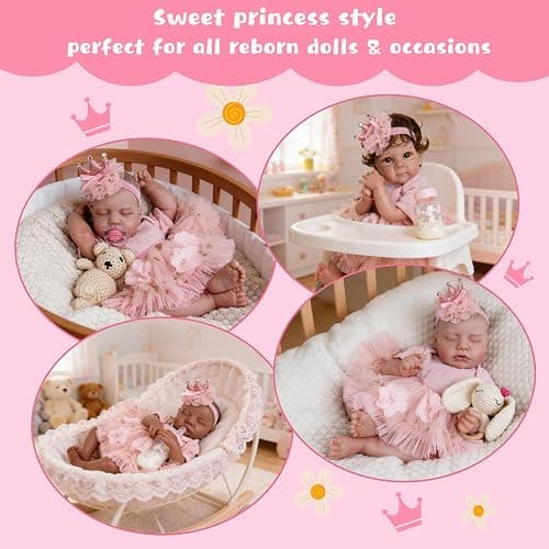 EKOKIZ Reborn Baby Dolls Clothes Girl Pink Baby Clothes for Dolls 17-20 Inches Doll Outfits and Accessories for Realistic Newborn Girl thumbnail 6