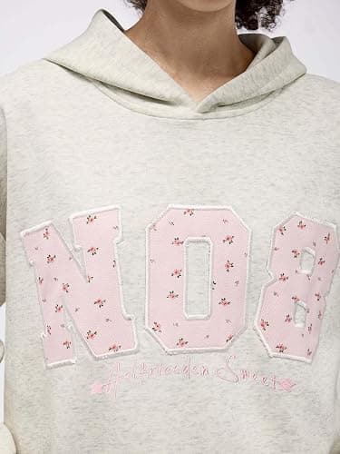 Aelfric Eden Womens Oversized Graphic Hoodies Y2k Flower Embroidery Number Print Pullover Hooded Sweatshirt Unisex thumbnail 2