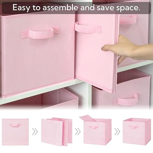 GRANNY SAYS Cube Storage Bins, Pack of 6 Fabric Storage Cubes 13 x 13, Foldable Square Storage Boxes for Shelves, Cube de Rangement en Tissu, Cubes Storage Organizer for Organising, Cube Bins Pink thumbnail 7