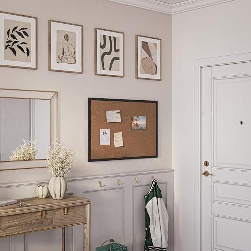 U Brands Cork Bulletin Board, 24'' x 36'', Black Wood Frame thumbnail 7