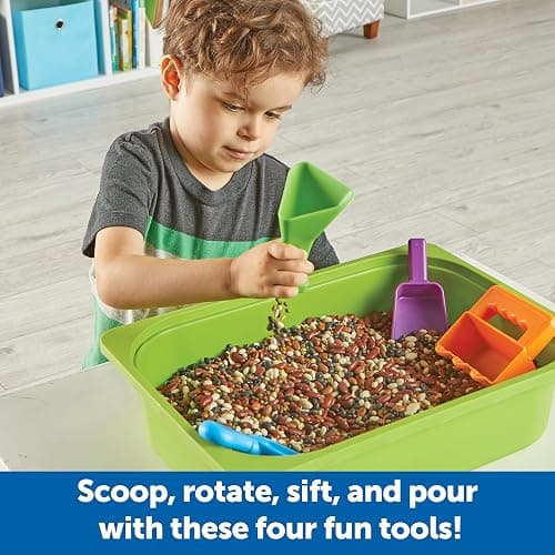 Learning Resources Helping Hands Sensory Scoops - Fidget Sand Toys, Water Bin Play, Tool Set, Fine Motor Games, Toddler Daycare Essentials, Homeschool Preschool, Kinetic Creativity For Kids - Sensory Scoops thumbnail 4