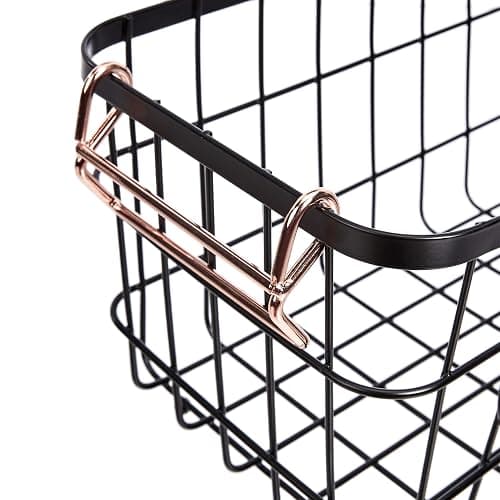 Amazon Basics Stackable Metal Wire Rectangular Storage Basket Set For Kitchen or Bathroom, 2 Count, Black thumbnail 7