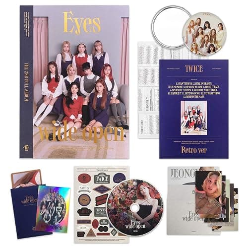 TWICE 2nd Album - EYES WIDE OPEN RETRO ver. Photobook + Message Card + Lyric Poster + Sticker + Photocards - Image 1