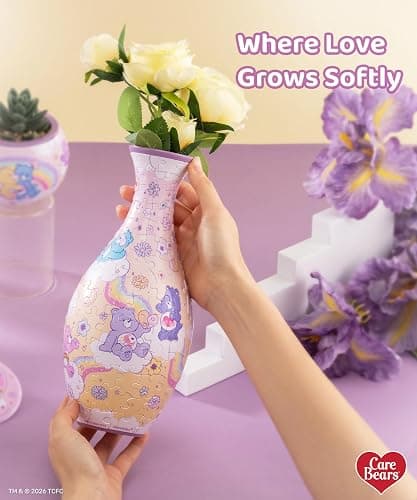 Care Bears™ by PieceRelax Unique Flower Vase - 3D Puzzle Vase for Adults to Flower Arrangement and Home Decoration Made By 160 Curved Plastic Puzzle Pieces - Blooming Love [S1047] thumbnail 3