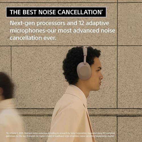 Sony WH-1000XM6 The Best Noise Cancelling Wireless Headphones, Sand Pink | HD NC Processor QN3, 12 Microphones, Adaptive NC Optimizer, Mastered by Engineers, Studio-Quality, Up to 30 Hrs of Battery thumbnail 4