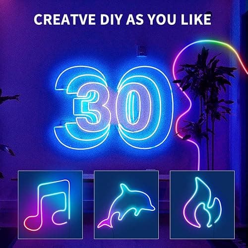 segrass Flexible LED neon Lights Strip 10M 24v RGB with Remote,APP Control, IP65 Waterproof for Bedroom,Room,Outdoors Decor - 10M thumbnail 4