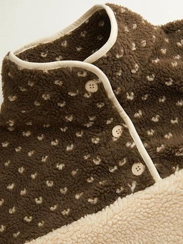 CIDER Fleece Stand Collar Two Tone Patchy Drawstring Oversized Sweatshirt thumbnail 3