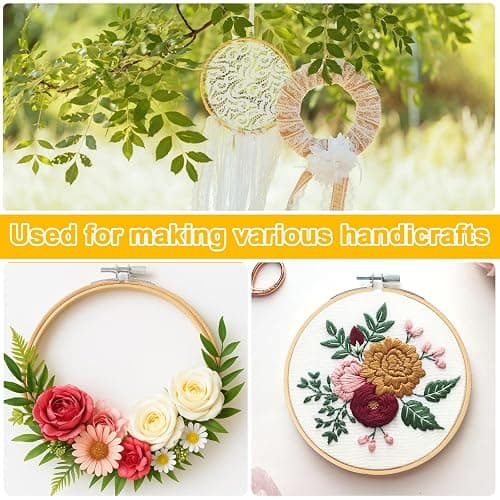 24 PCS Bamboo Embroidery Hoops, 8 Sizes (3.94–11.81 in), 3 per Size, Adjustable Stainless Screws — Cross Stitch Hoops for Embroidery, Needlework, DIY Craft & Wall Decor thumbnail 7