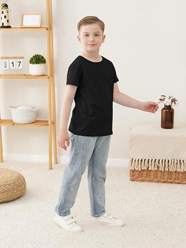 YERIOK 5 Pack Boys Shirts Short Sleeve Shirts for Boys Cotton T-Shirts Kids Toddler Tshirts Tees Clothes Summer Tops thumbnail 5