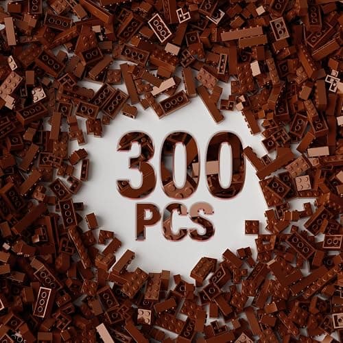 300Pcs Building Brick Bulk, Brown Bulk Bricks with 5 Sizes, Compatible with Lego and Parts and Pieces, Creative Halloween Christmas Building Block Toys for Boys Girls Ages 6 7 8 9 10 Years Old thumbnail 4