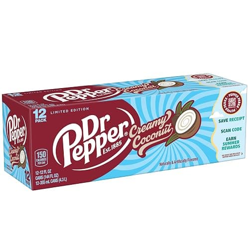 Dr Pepper Creamy Coconut Soda, 12 fl oz cans, 12 Pack thumbnail 5