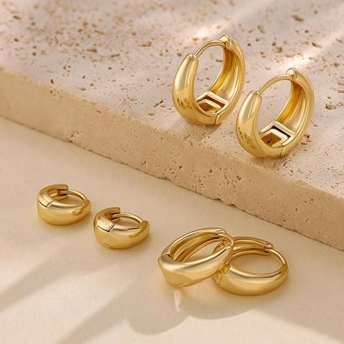 Risamil Hoop Earrings for Women 14K Gold Plated/Silver Hoops Simple Knot Huggie Small Hoop Earrings Set Trendy Hoops Everyday Wear Earrings for Women Jewelry thumbnail 7