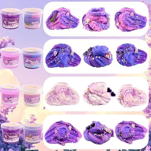 6 Pack Slime Kit, Purple Dream Slime Kids, Cloud Butter & Clear Slime, Party Favors, Toys for Girls Boys Ages 5 6 7 8 9 10 11 12, Goodie Bag Stuffers, Birthday Gift Ideas Cute Stuff thumbnail 5