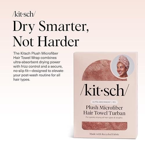 Kitsch Plush Microfiber Hair Towel Wrap for Women – Ultra Absorbent Microfiber Bath Towels for Wet, Curly, Long or Short Hair – Anti-Frizz Hair Wrap, Great Hair Care Gifts for Women thumbnail 2