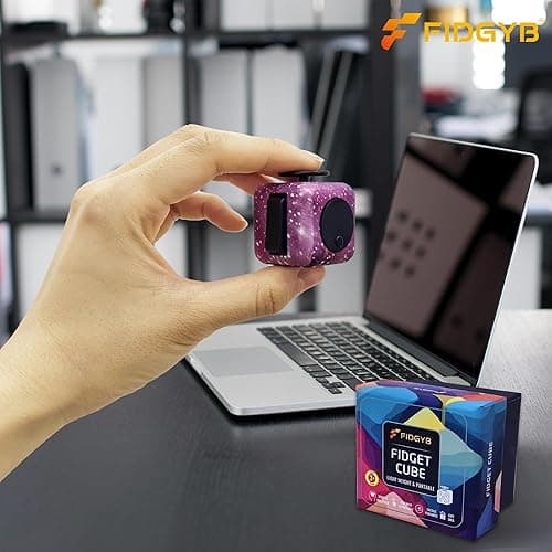 FIDGYB Cube Fidget Stress Relief Toy for Adults & Kids, Smooth, Quiet Sensory Toy for Anxiety, Focus & ADHD Idea[Starry] thumbnail 3