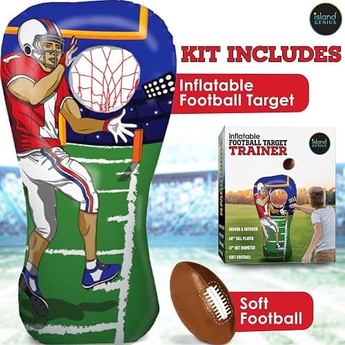 Island Genius Inflatable Football Target Toss Toy and Game for Boys Ages 8-12, 60 inch Receiver with Mini Soft Football thumbnail 3