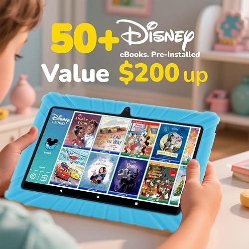 Contixo 7 inch Kids Learning Tablet Bundle - Exclusive 50+ Disney Storybooks (Value $200), Headphone & Tablet & Bag for Kids, 32GB, Android 11, Parental Controls, Back to School - Blue (Boys) thumbnail 2