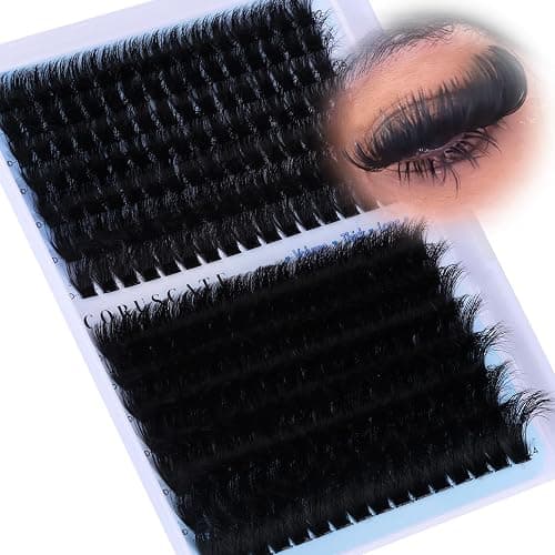 CORUSCATE Eyelash Clusters, Volume Thick Strip Mink 160D+260D Lashes Cluster, Dramatic Full Salon Look Eyelash, 12-24mm Long Lash Extension - Image 1