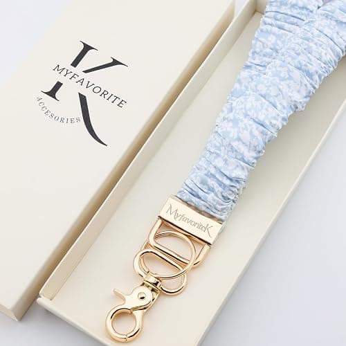 MyfavoriteK Stylish Scrunchie Lanyard for ID Badges Cute Neck Stretchy Lanyard for Keys Retractable Keychain Holder thumbnail 7