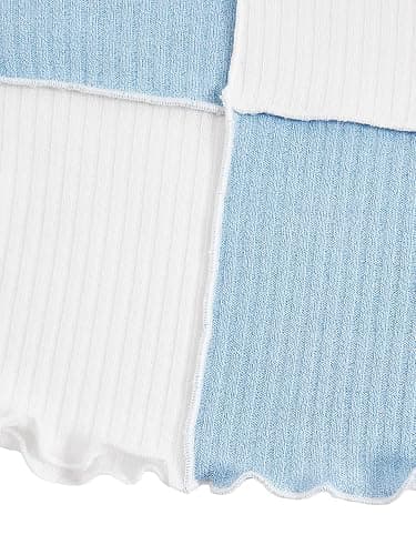 Milumia Girl's Rib Knit Color Block Crop Tee Short Sleeve Lettuce Trim Crewneck Tshirt thumbnail 6
