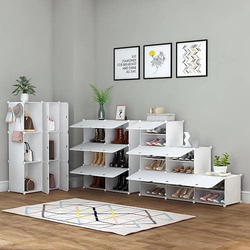 HOMIDEC Shoe Rack, 4 Tier Shoe Storage Cabinet 16 Pair Plastic Shoe Shelves Organizer for Closet Hallway Bedroom Entryway thumbnail 7