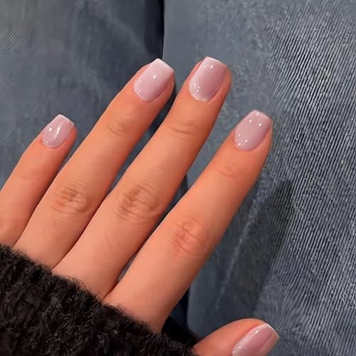 KQueenest Cat Eye Press on Nails Short, 30 Pcs Acrylic Press on Nails Square, Soft Dusty Pink Fake Nails Press on Short, Sparkly Chrome Design, Reusable Soft Gel Glue on Nails for Women Manicure thumbnail 2