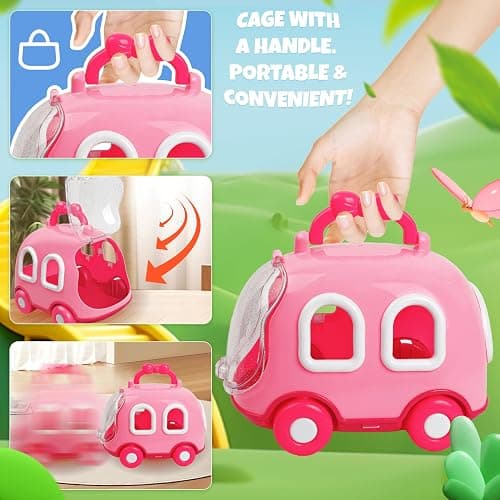 SMILESSKIDDO Walking Cat Toys for Girls - Electronic Kitty Meow with Wagging Tail, Storage Cage and Accessories, Interactive Pet Care Playset, Gifts for Toddlers 1 2 3 4 5 6 Year Old thumbnail 3