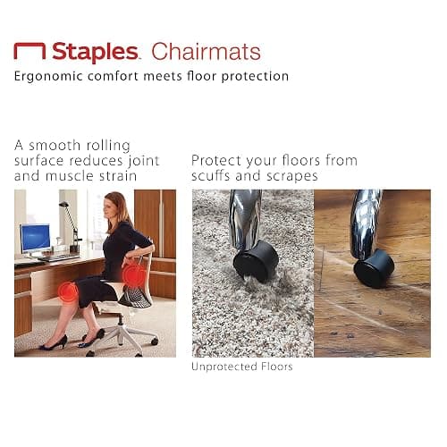 Staples Office Chair Mat, Clear Floor Mats with Lip, Medium-Pile Carpets, Extended Under-Desk Coverage, 48 x 36 Inch, Smooth Glide thumbnail 6