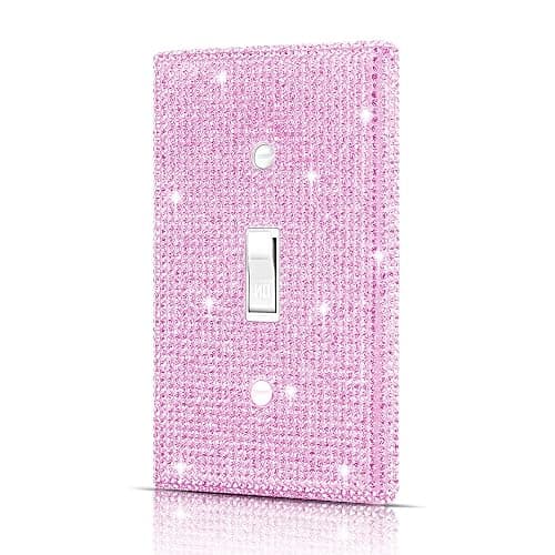 Dengduoduo Wall Plates Light Switch Cover Decorative Outlet Covers, Shiny Silver Rhinestones Bling Wall Plate Cover Wall Plate Single Gang Toggle for Kitchen Bedroom Living Room Home Decor - Image 1