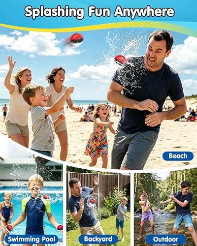Reusable Water Balloons 12 Pcs, Refillable Self-Sealing Water Bombs, Quick Fill Silicone Water Balls for Kids, Non-Magnetic Splash Toys for Outdoor Summer Fun, Pool Beach Backyard Water Park Games thumbnail 7