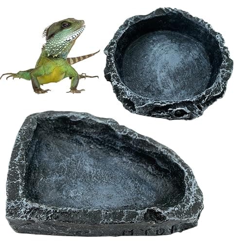 2 Pack Reptile Feeding Dish Corner Bowl, Reptile Water Dish Food Bowl Feeding Terrarium Bowls for Bearded Dragon Lizard Frog Gecko Tortoise Hermit Crab - Image 1