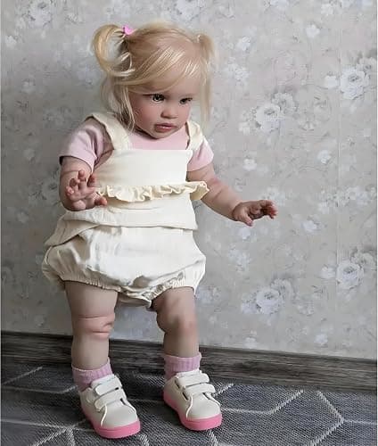 RXDOLL Big Size Reborn Toddler Dolls 26 Inch Reborn Doll Realistic Girl that Look Real Life Baby Dolls Soft Cloth Body Weighted Handmade Doll Blond Hair Kids Birthday Xmas Gifts thumbnail 2
