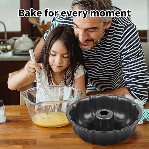 Novery 9.5" Non-stick Cake Pan, Heavy Duty Carbon Steel Fluted Tube Round Baking Pan,Buntz Pound Cake Pan Mold,Tube Bakeware,Baking Mold for Jello,Gelatin,Chocoflan,Flan thumbnail 7
