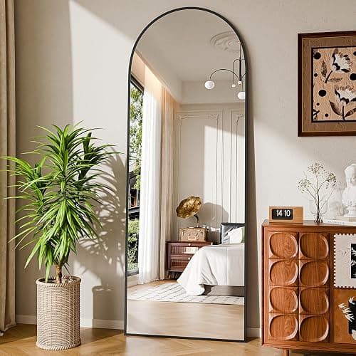 NBGV 59"x16" Floor Mirror Full Length, Arched Full Length Mirror with Stand, Full Body Mirrors for Bedroom Living Room or Cloakroom Black - Image 1