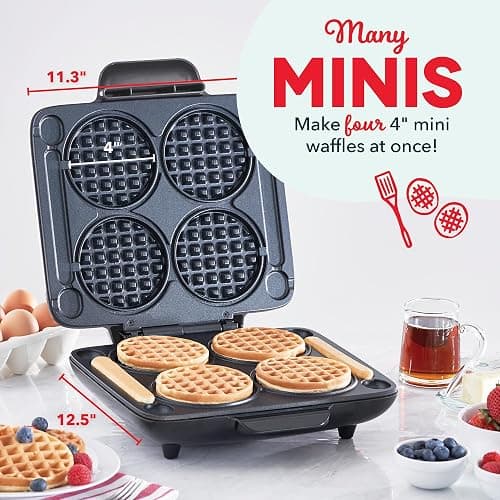 DASH Multi Mini Waffle Maker - Four 4” Waffle Molds, Nonstick Waffle Iron with Quick Heat-Up, Nonstick Surface - Perfect Mini Waffle Maker for Kids and Families, Just Add Batter thumbnail 2