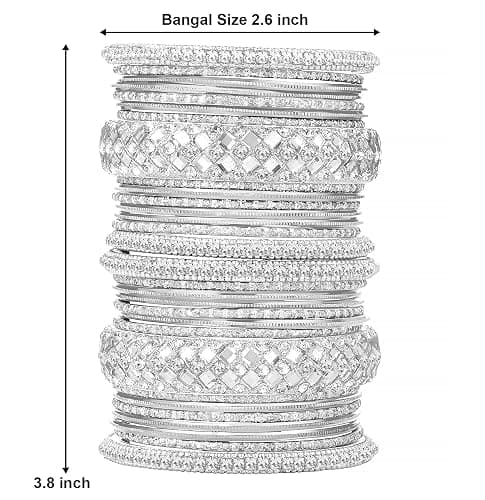 Aheli Ethnic Colorful Metal Bangles Chudha Set Stone Studded Bangle Set Indian Wedding Wear Fashion Jewelry Gift for Women thumbnail 4