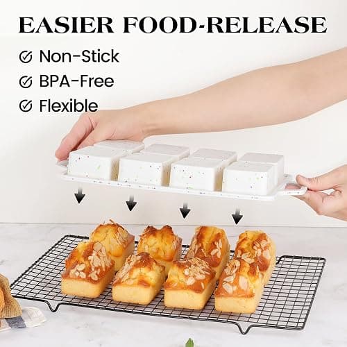 AOTASO 2 Pcs Mini Loaf Pans with Metal Reinforced Frame, Nonstick Small Silicone Bread Pans for Baking, 8 Cavity Tiny Meatloaf Pan (Cream) thumbnail 5