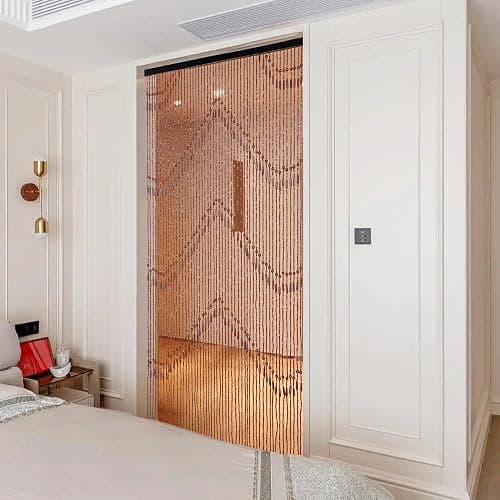 Foreate 52 Strands Beaded Curtain for Doorway Handmade Bamboo Wood Door Beads Hanging Room Divider Bohemian Hallway Window Hippie Curtains Rustic Home Bedroom Decor 35.5" x 75" Brown - Brown thumbnail 5