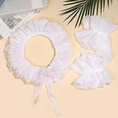 Parma77 Neck Ruffle Collar Cuffs Set, Detachable Clown Costume Accessories thumbnail 2