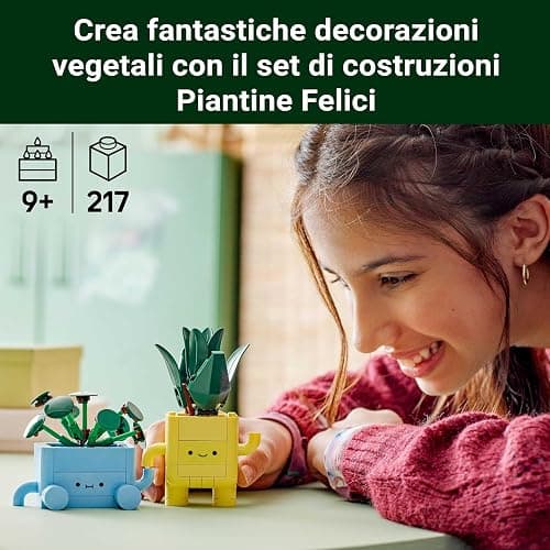 LEGO Botanicals Piantine Felici Giocattolo - Kit di Arti e Mestieri per Bambine con 2 Piante Artificiali, 2 Vasi di Fiori e Facce Intercambiabili - Regali per Ragazze da 9 Anni Fan della Natura, 10349 thumbnail 4