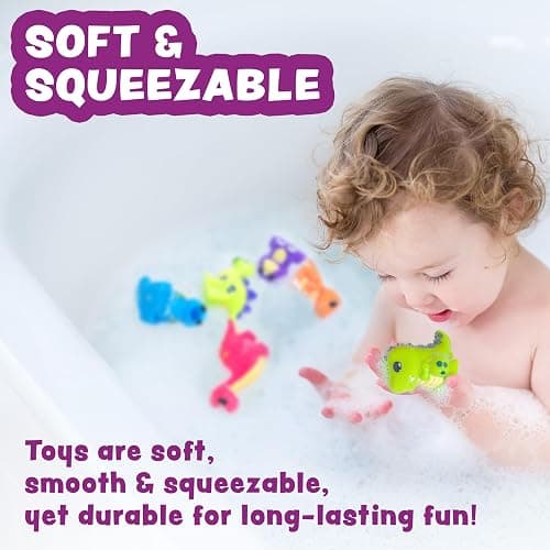 Tub Works® Dinosaur Mold Free Bath Toys, 12 Pack | Sealed, No Hole Bath Toys Design Keeps Moisture Out | Soft, Squeezable & Float on Water | Easy-Grip Baby & Toddler Bath Toy Set | Baby Pool Toys thumbnail 5