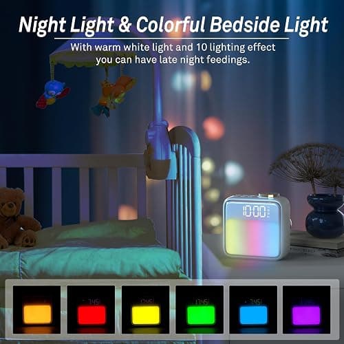 AIRIVO Alarm Clock Night Lights, Built-in Battery Alarm Clock for Bedrooms, 6 Scenes & White Noise Sync, Dual Alarms & Snooze, for Heavy Sleepers, Gifts for Kids Teens thumbnail 6