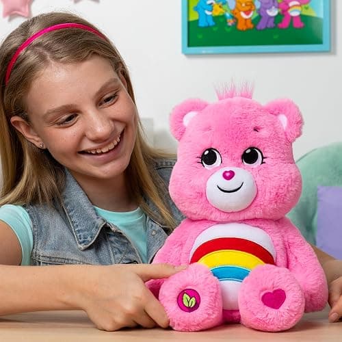 Care Bears 14" Cheer Bear Plushie - Medium Size - Pink Plushie for Ages 4+ – Perfect Stuffed Animal Holiday, Birthday Gift, Super Soft and Cuddly – Good For Girls and Boys, Employees, Collectors thumbnail 2