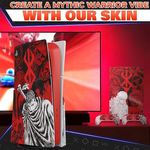PS5 Slim Skin Anime with PS5 Controller Skin Anime Style Set - Dark/Red Warrior HD Print with Matte Finish, Cool Design & Precise Fit - Scratch-Resistant PlayStation 5 Skins for Console & Controllers thumbnail 9