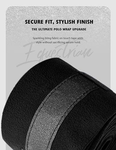 Harrison Howard Horse Polo Wraps Upgrade with Bling Leg Wraps for Horses 4-Pack Fleece Leg Wraps Stable Supplies Black L thumbnail 2
