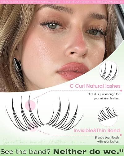 Aurora Natural Lash Clusters Wispy Cluster Eyelash Extensions C Curl Eyelash Clusters Invisible Band Individual Lashes 8-16MM Soft BASF Lash Extensions 120PCS Wet Pestañas Postizas Naturales at Home thumbnail 4